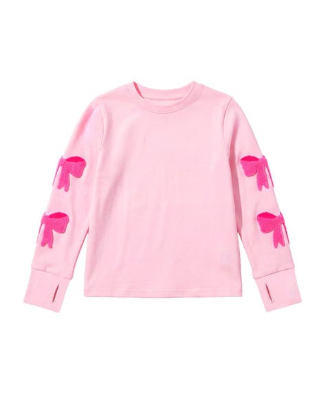Bows Sleeve Applique Long Sleeve T-shirt
