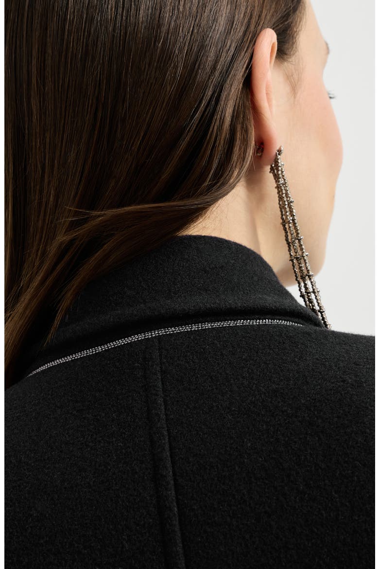 Lightweight water-resistant cashmere belted coat with monili, Alternate, color, Matte Black