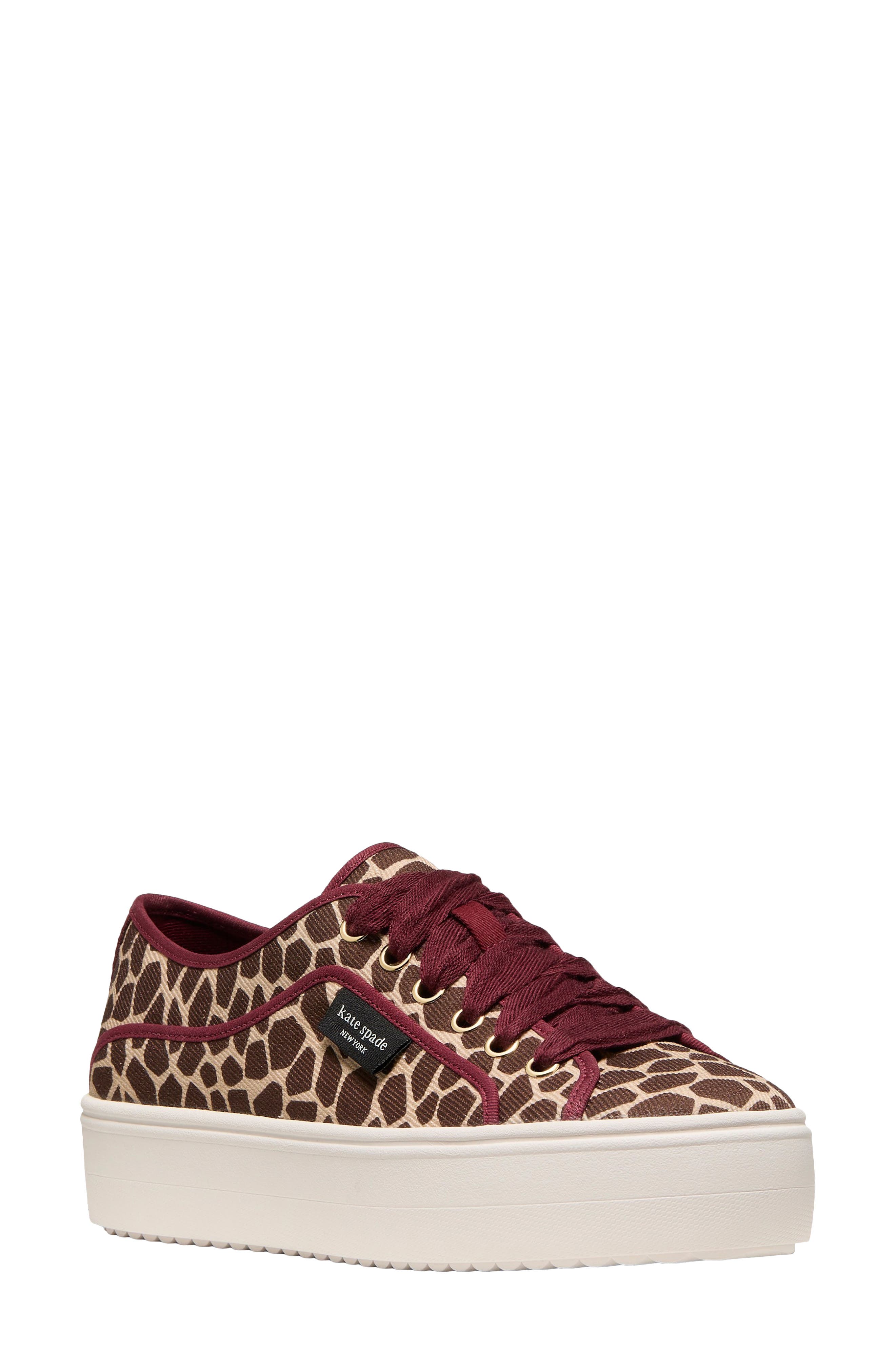 Kate Spade New York Sam Crystal Embellished Platform Sneaker In Burgundy