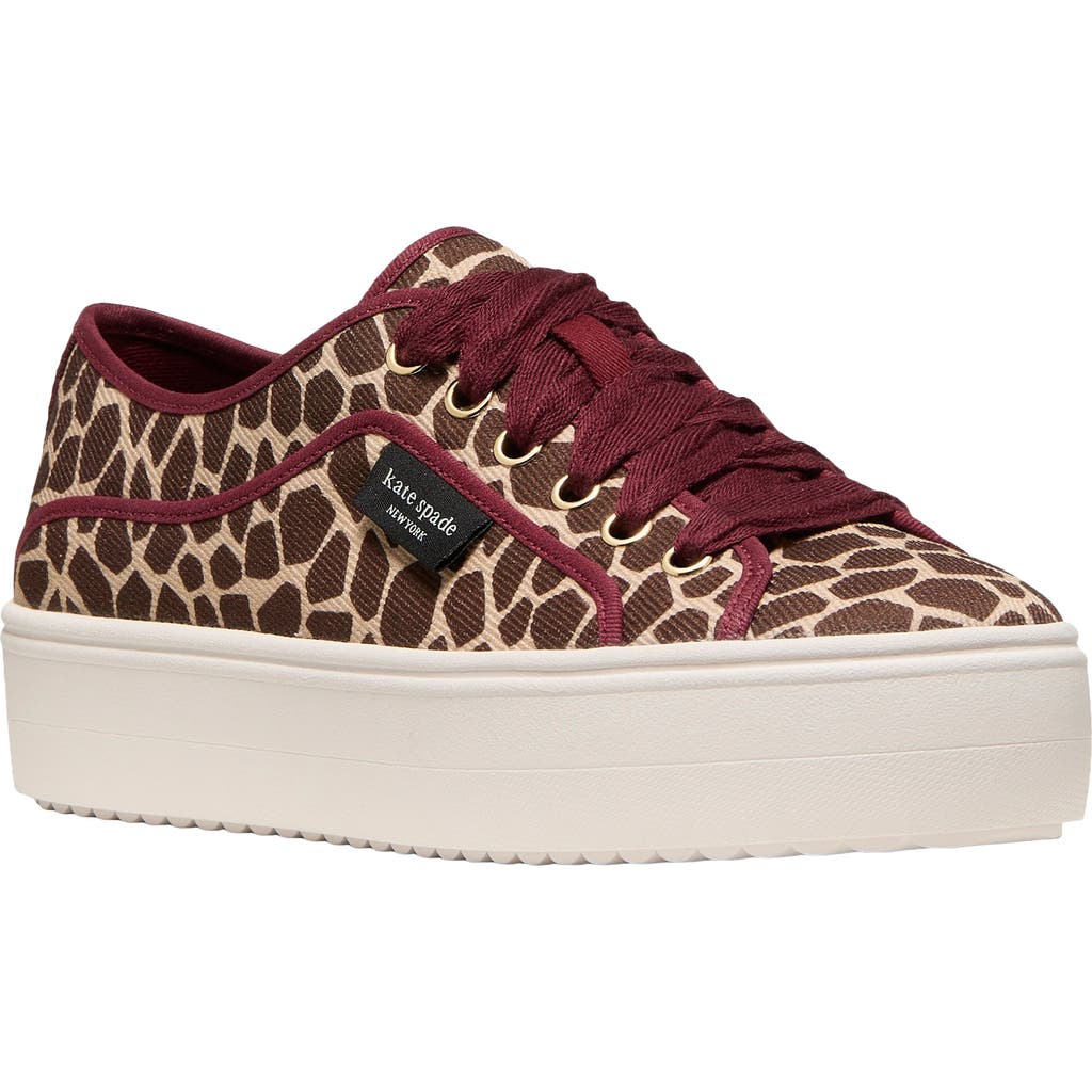 Kate Spade New York Sam Crystal Embellished Platform Sneaker In Burgundy
