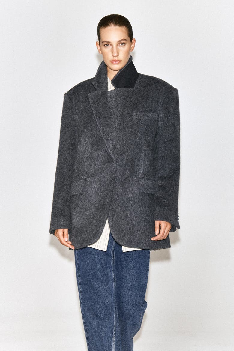 Brushed-wool Blazer, Alternate, color, CHARCOAL MÉLANGE