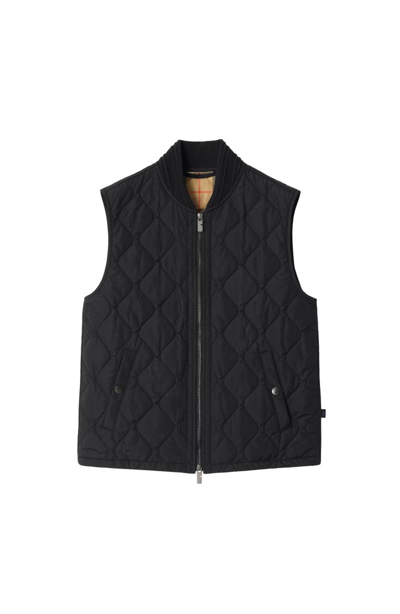 Burberry Quilted Nylon Gilet, Alternate, color, Black