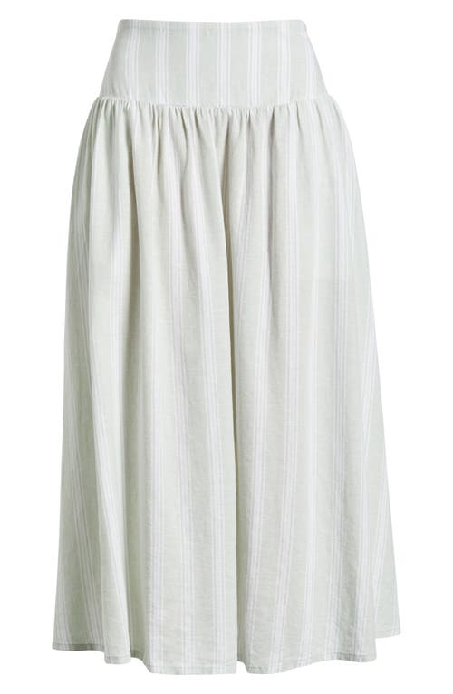 Caslonr Caslon(r) Linen Blend Skirt In Green- White Tay Stripe