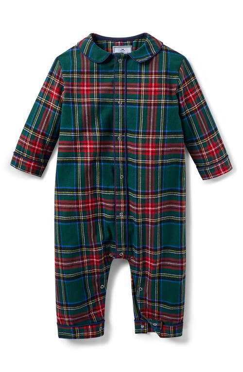 Petite Plume Cambridge Tartan One-Piece Brushed Twill Pajamas in Green 