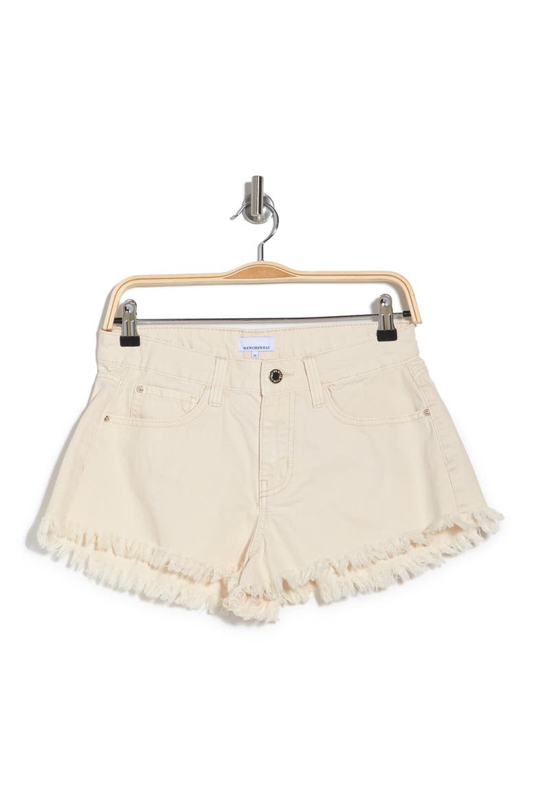 We Wore What Low Rise Frayed Shorts, Alternate, color, UNBLEACHED