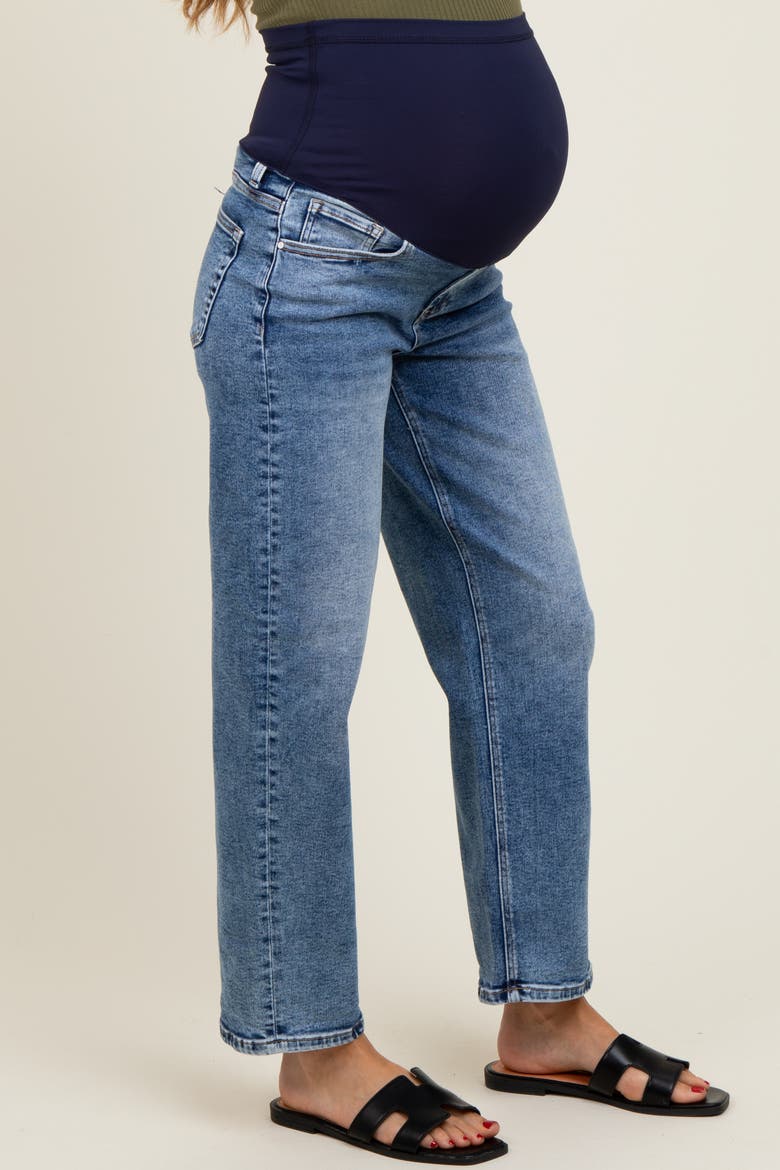 Slim Ankle Barrel Leg Maternity Jeans, Alternate, color, Blue