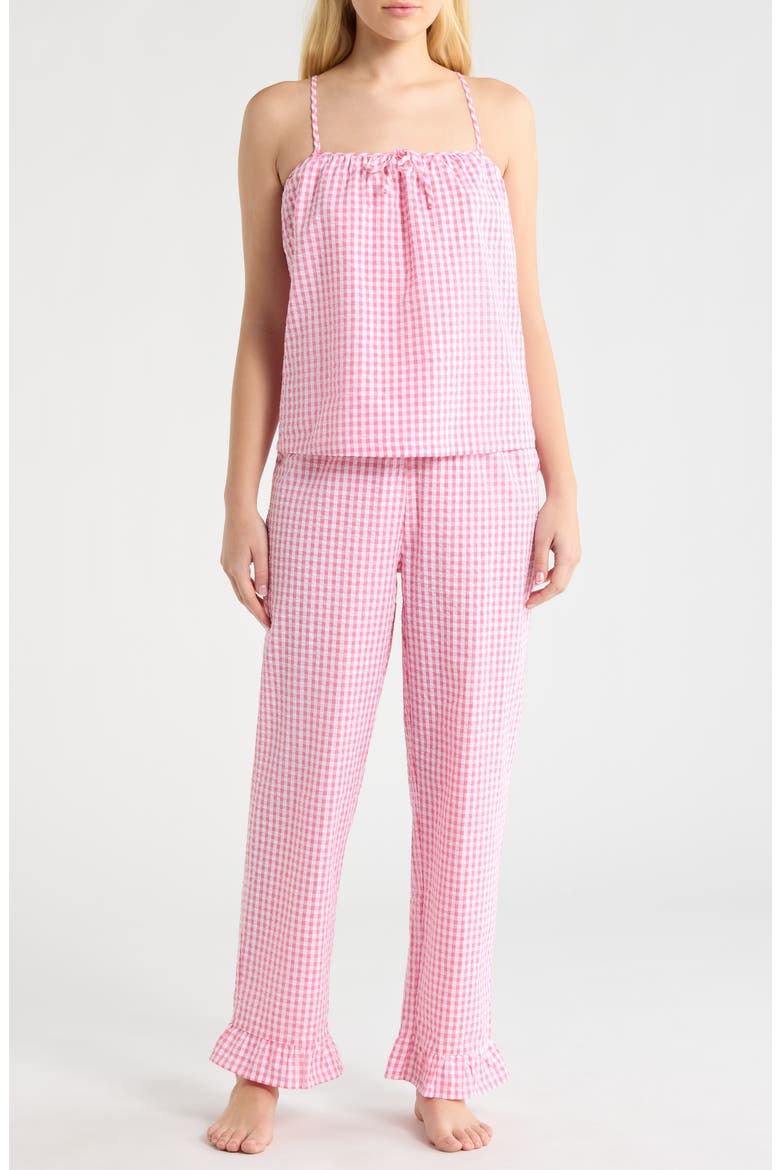 Gingham Seersucker Cami Pajamas, Main, color, PINK COMBO