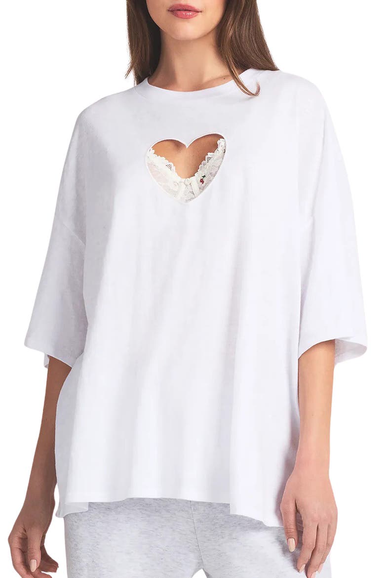 Heart Cutout Pajama T-Shirt, Main, color, SNOW