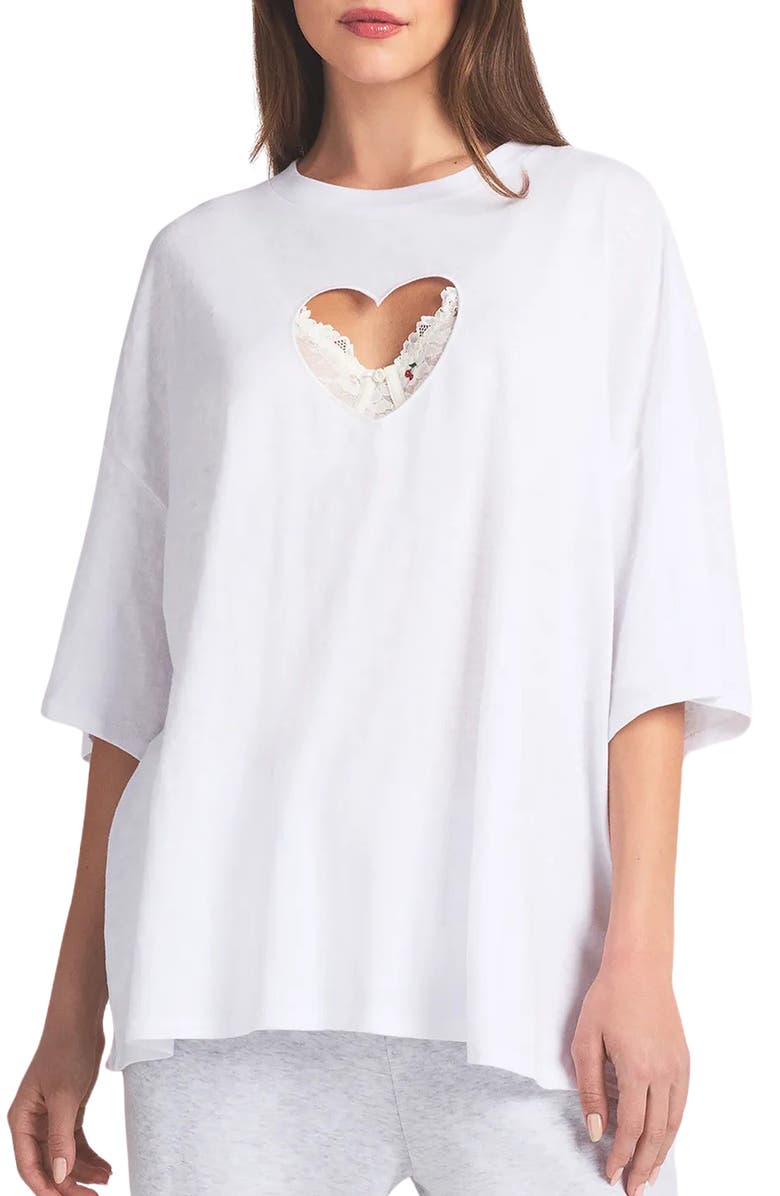 SKIMS Heart Cutout Pajama T-Shirt, Main, color, Snow