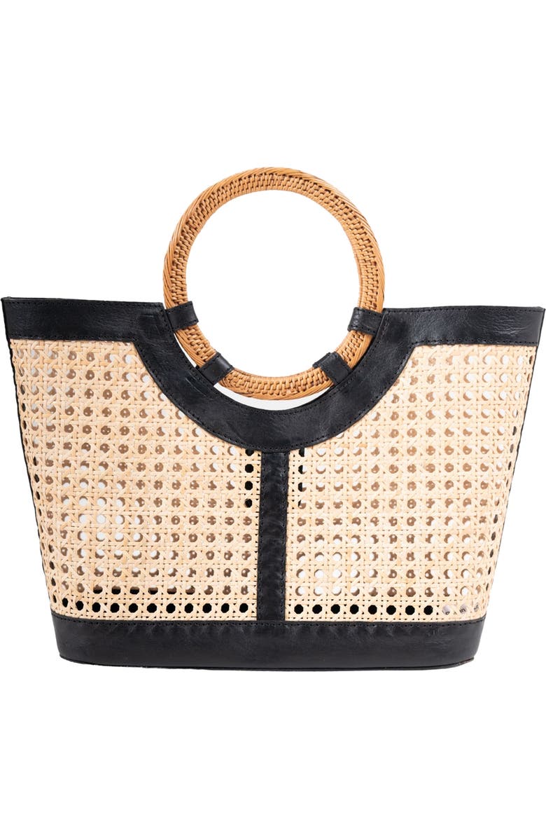 Jelavu Hilton Handwoven Cane Tote Bag, Alternate, color, Black