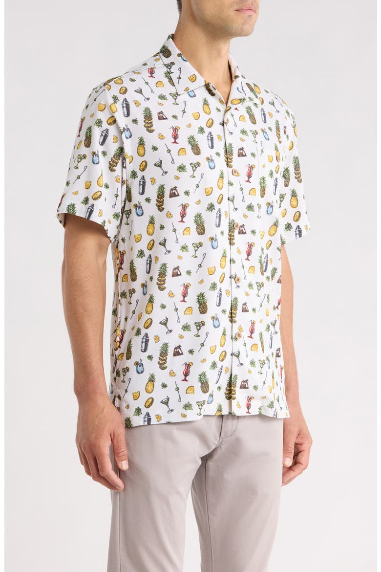 Coastal Ease Shake & Sip Cocktail Print IslandZone® Camp Shirt, Alternate, color, LIGHT SANDDOLLAR