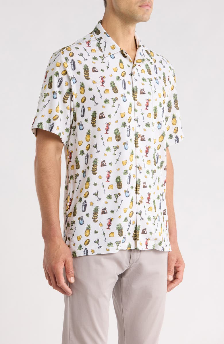 Tommy Bahama Coastal Ease Shake & Sip IslandZone<sup>®</sup> Short Sleeve Button-Up Shirt, Alternate, color, Light Sanddollar