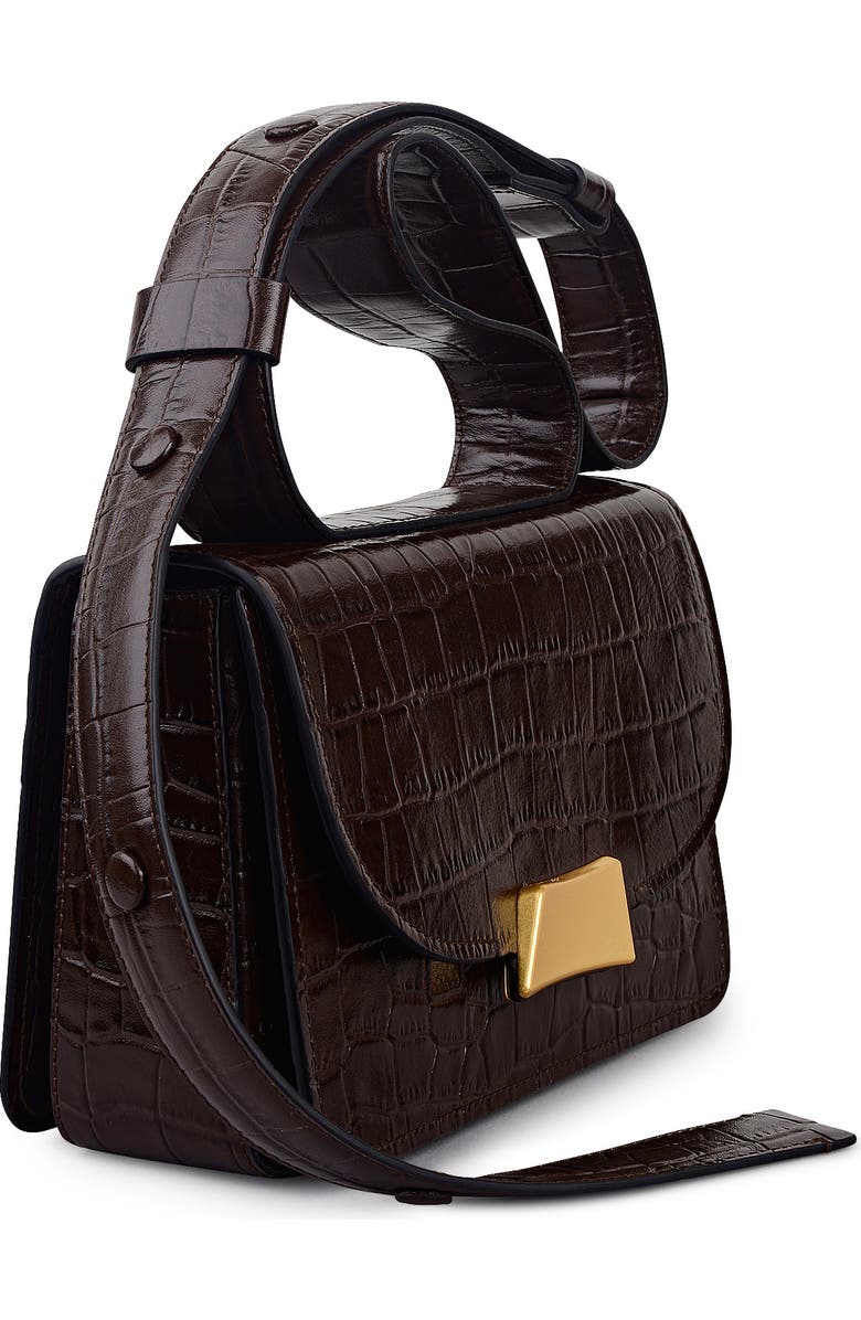 Radley The Belsize - Faux Croc Small Flapover Shoulder Bag, Alternate, color, Dark Oak