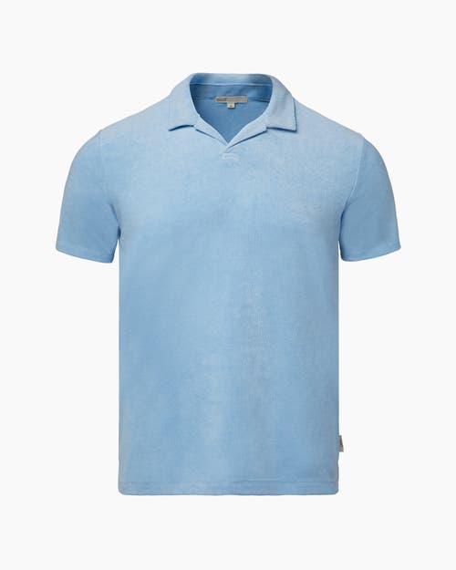 Onia TOWEL TERRY JOHNNY COLLAR POLO in Air Blue 