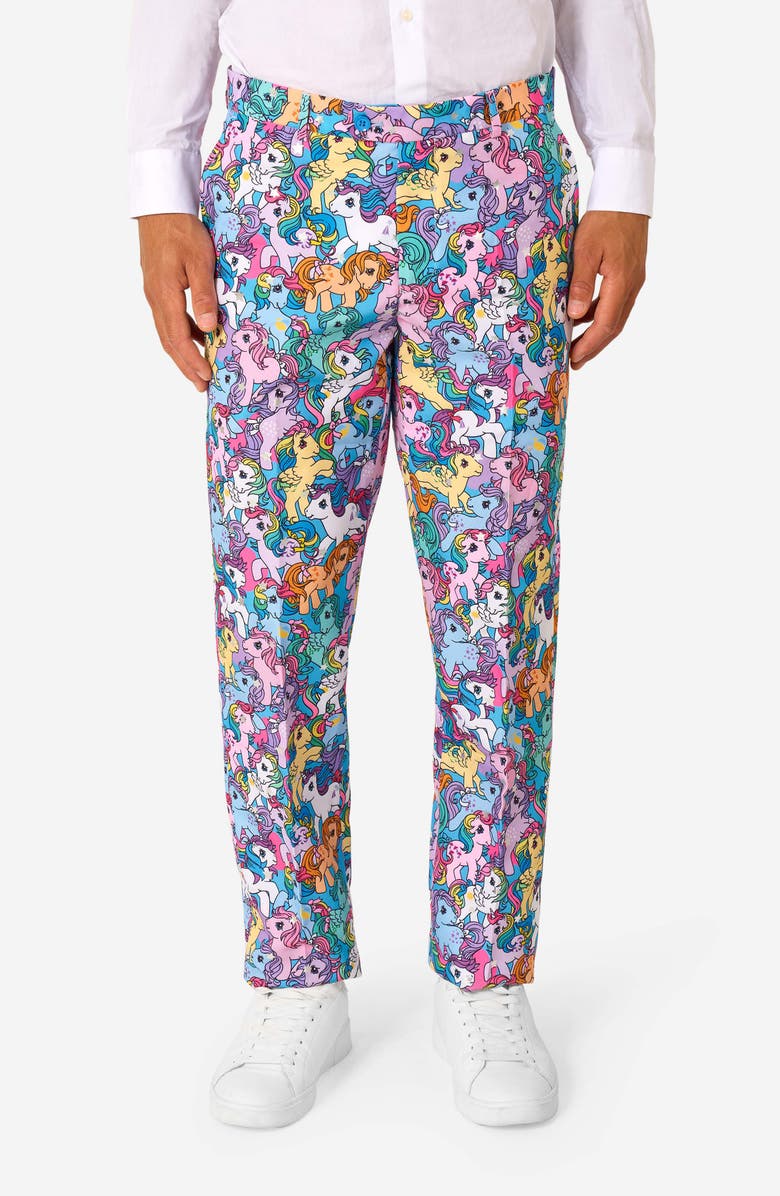 OppoSuits x My Little Pony Slim Fit Two-Piece Suit & Tie Set, Alternate, color, Black/Pink Multi