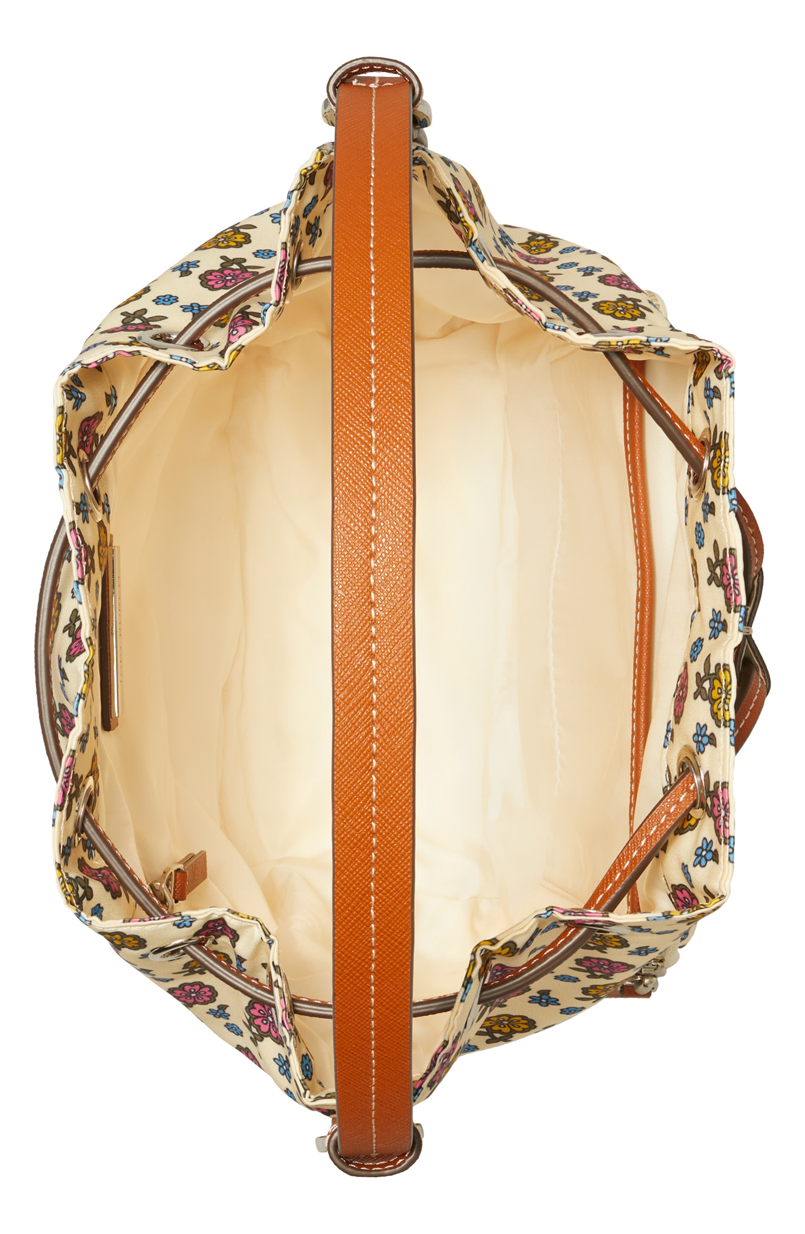 Tory Burch Virginia Floral Nylon Bucket Bag, Alternate, color, 