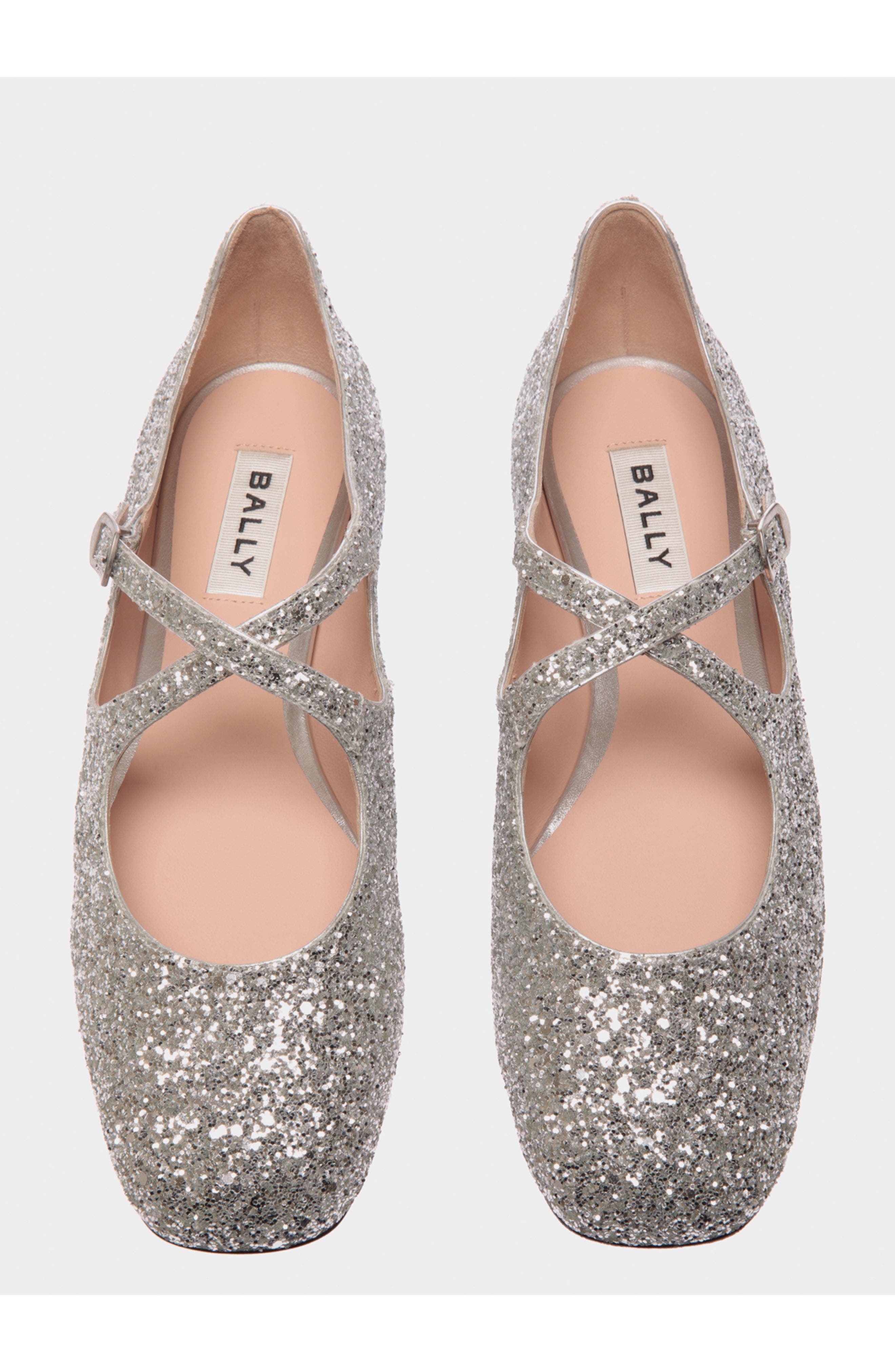 Bally rina Flat in Glitter, Alternate, color, Silver