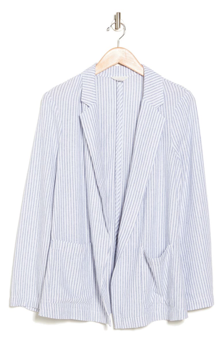 Caslon<sup>®</sup> Stripe Open Front Linen Blend Blazer, Alternate, color, 