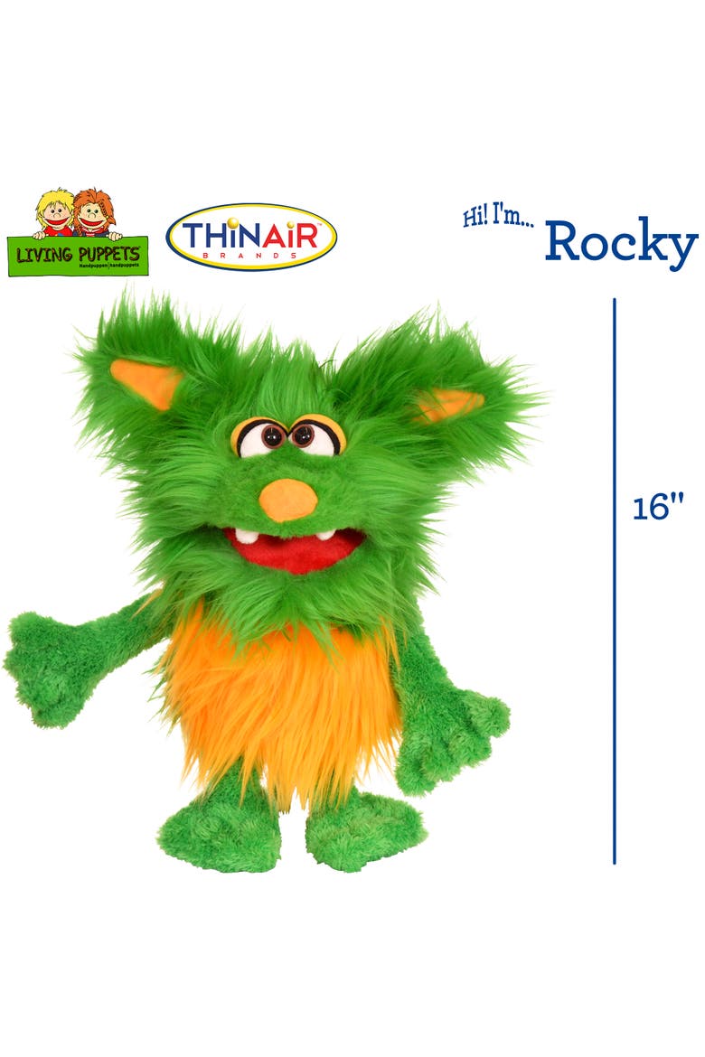 Rocky The Green Friendly Monster 16 Inch Plush Hand Puppet, Alternate, color, Green
