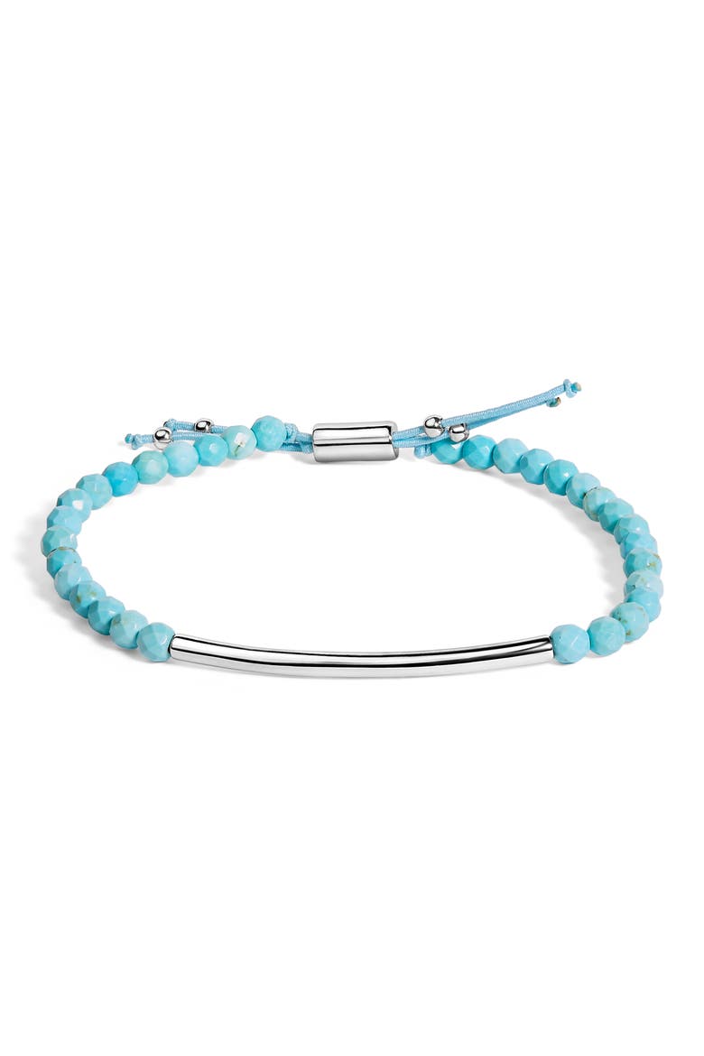 Sterling Silver Turquoise Beads Station Bracelet with Bolo Clasp, Main, color, Silver