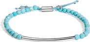 Haus of Brilliance Sterling Silver Turquoise Beads Station Bracelet with Bolo Clasp