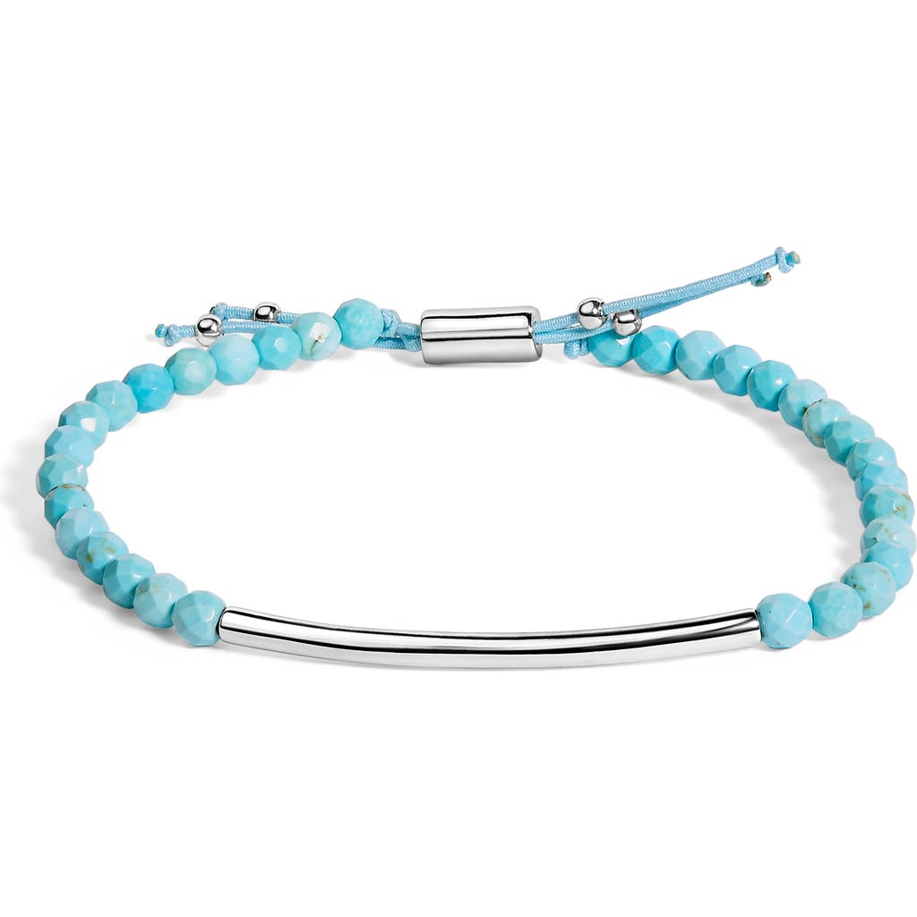 Haus of Brilliance Sterling Silver Turquoise Beads Station Bracelet with Bolo Clasp at Nordstrom