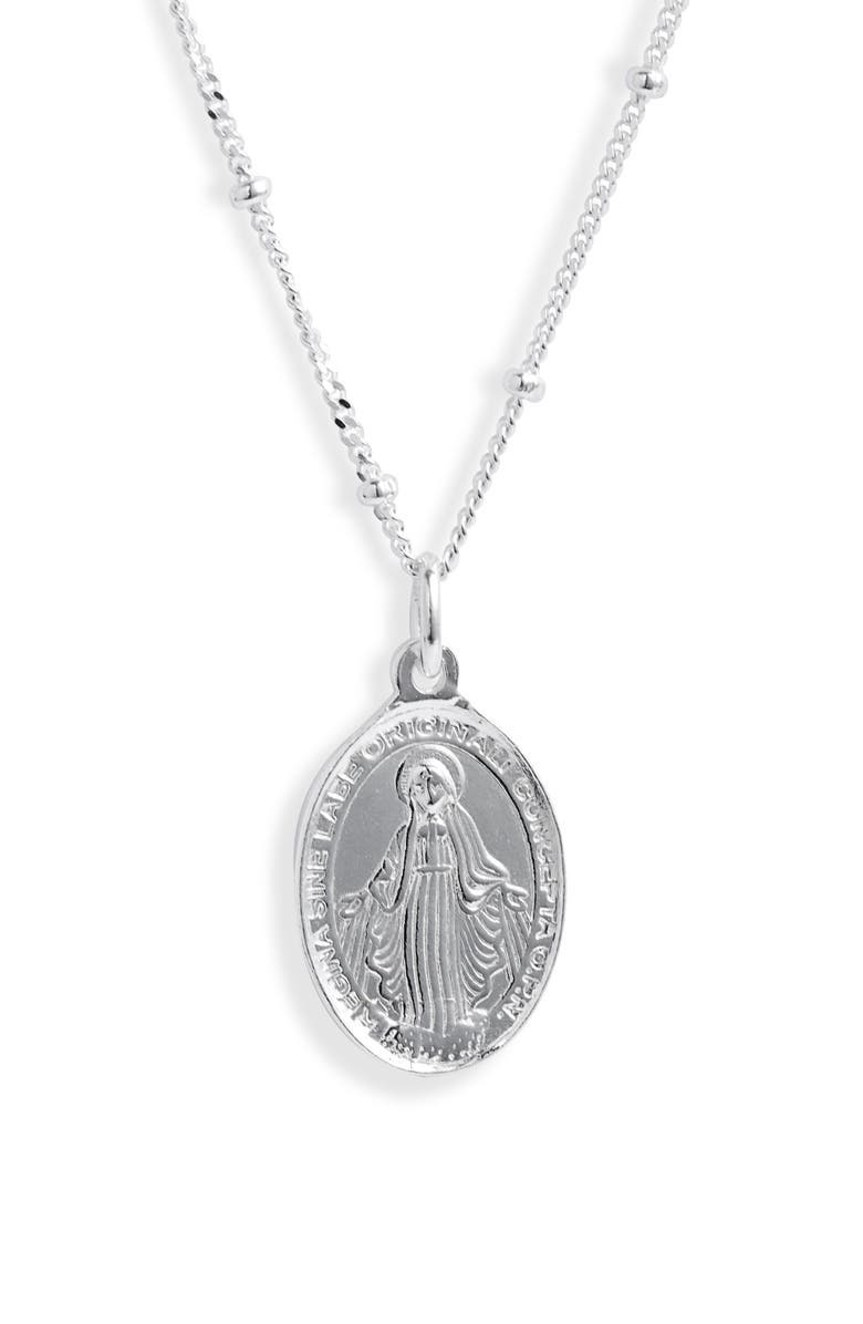 Argento Vivo Sterling Silver Blessed Mother Pendant Necklace, Main, color, 