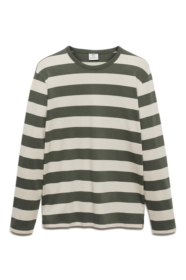 Stripe Long Sleeve Cotton T-Shirt, Alternate, color, FOREST GREEN