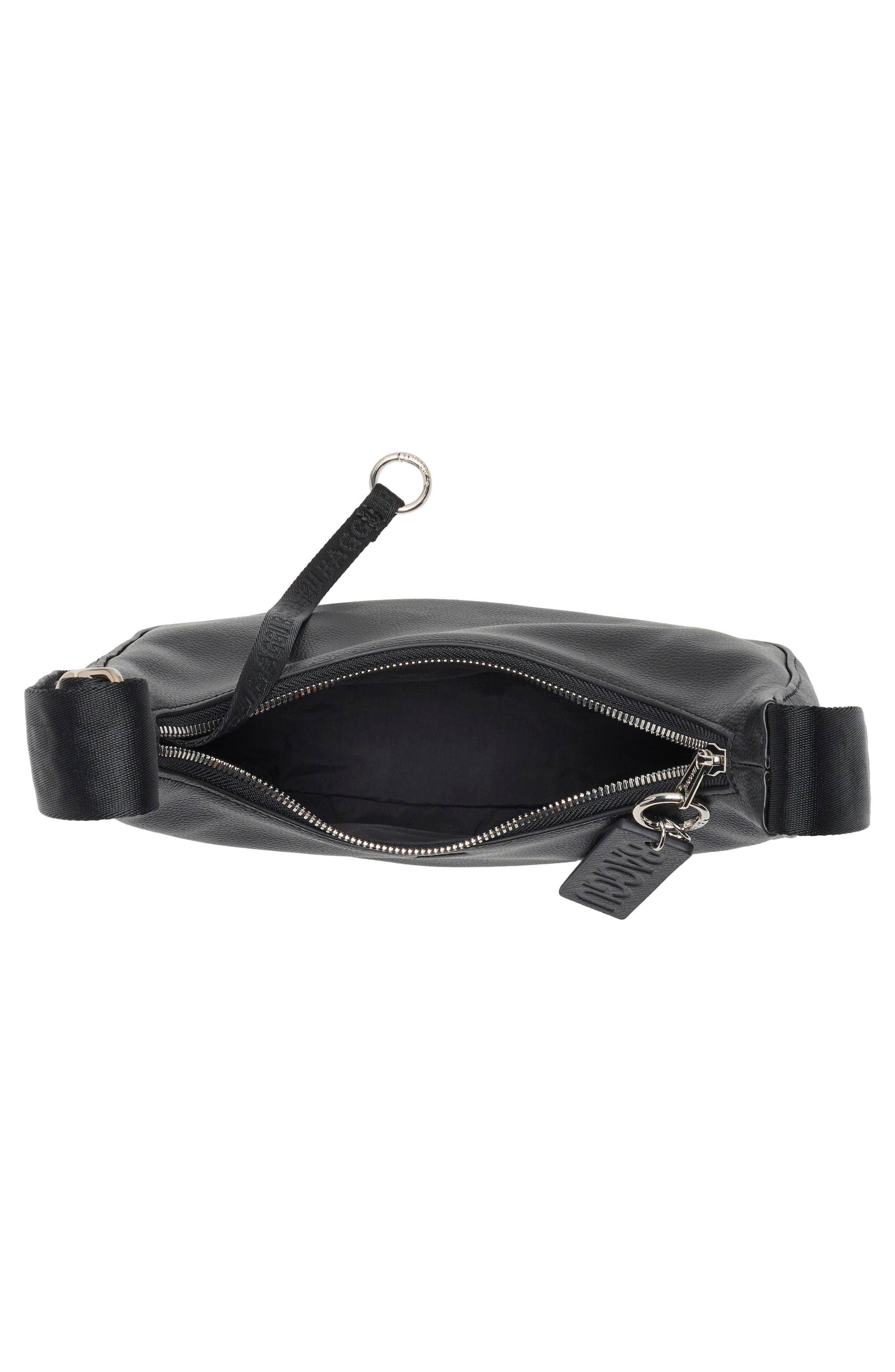 Baggu Small Recycled Leather Crescent Bag, Alternate, color, Black