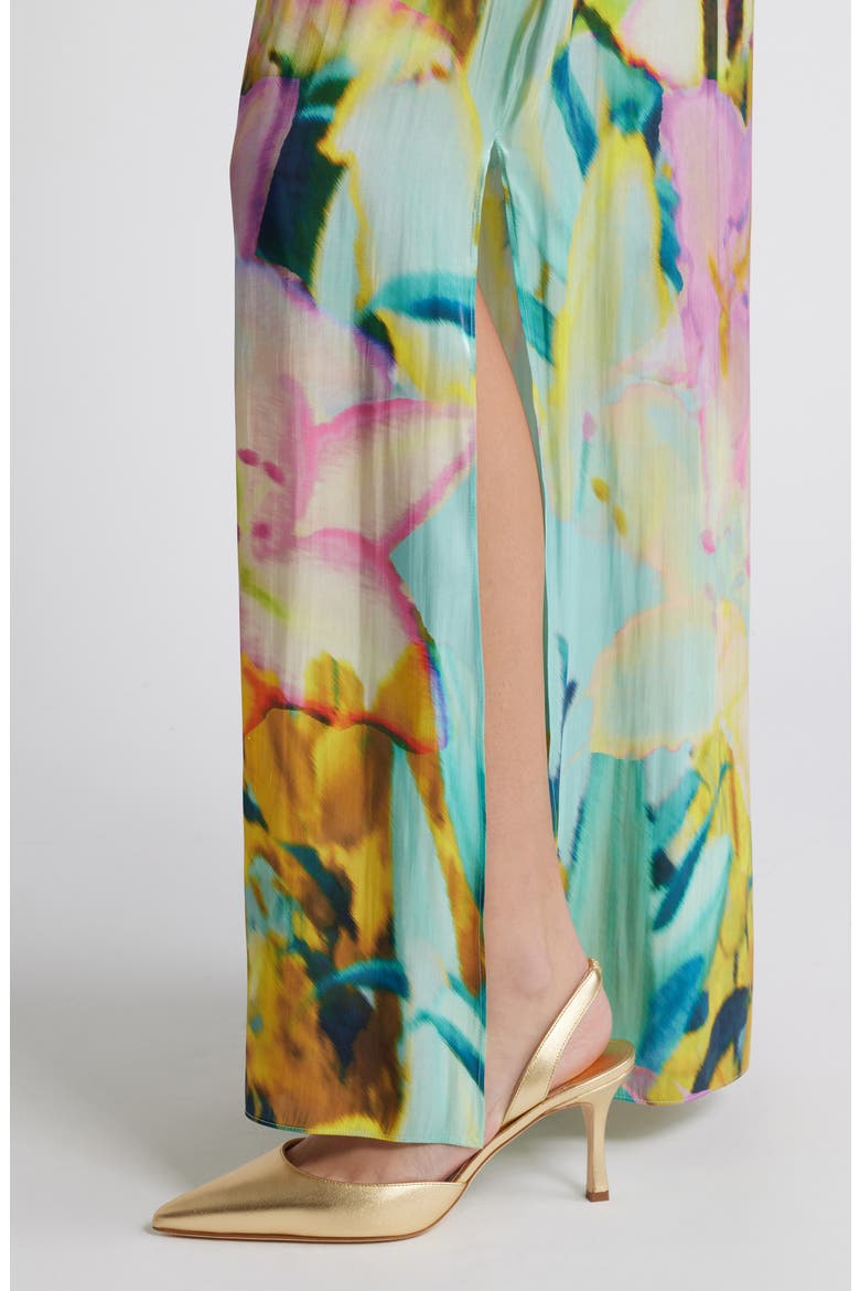 Loretta Floral Wide Leg Satin Pants, Alternate, color, CAPRI MULTI