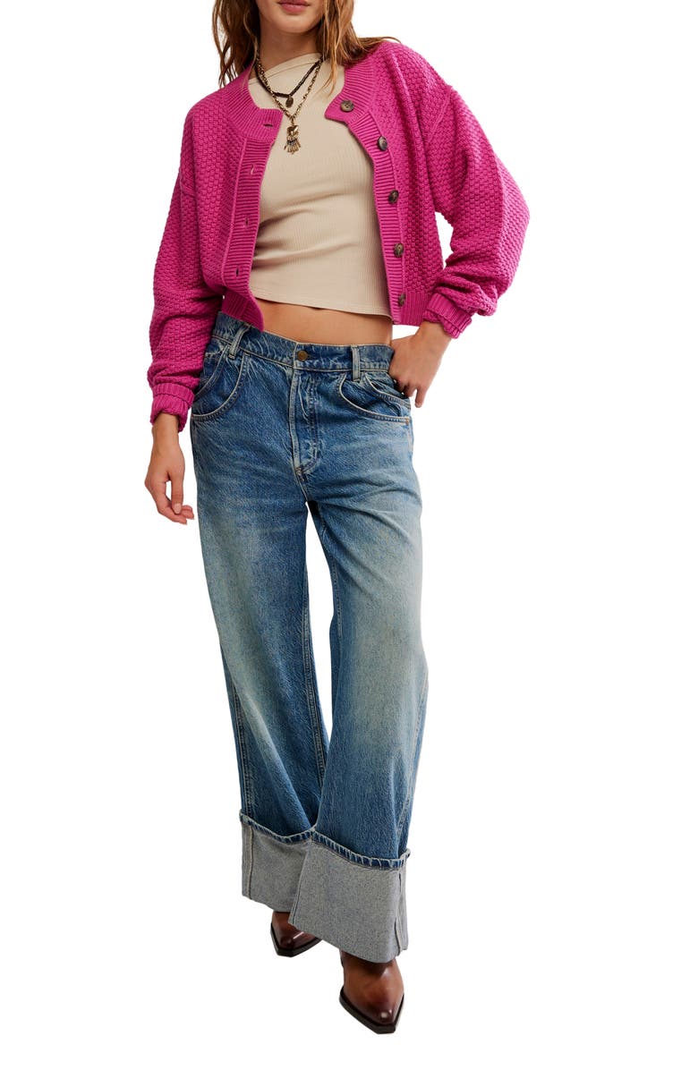 Free People Lila Crop Cardigan, Alternate, color, Plumdrop