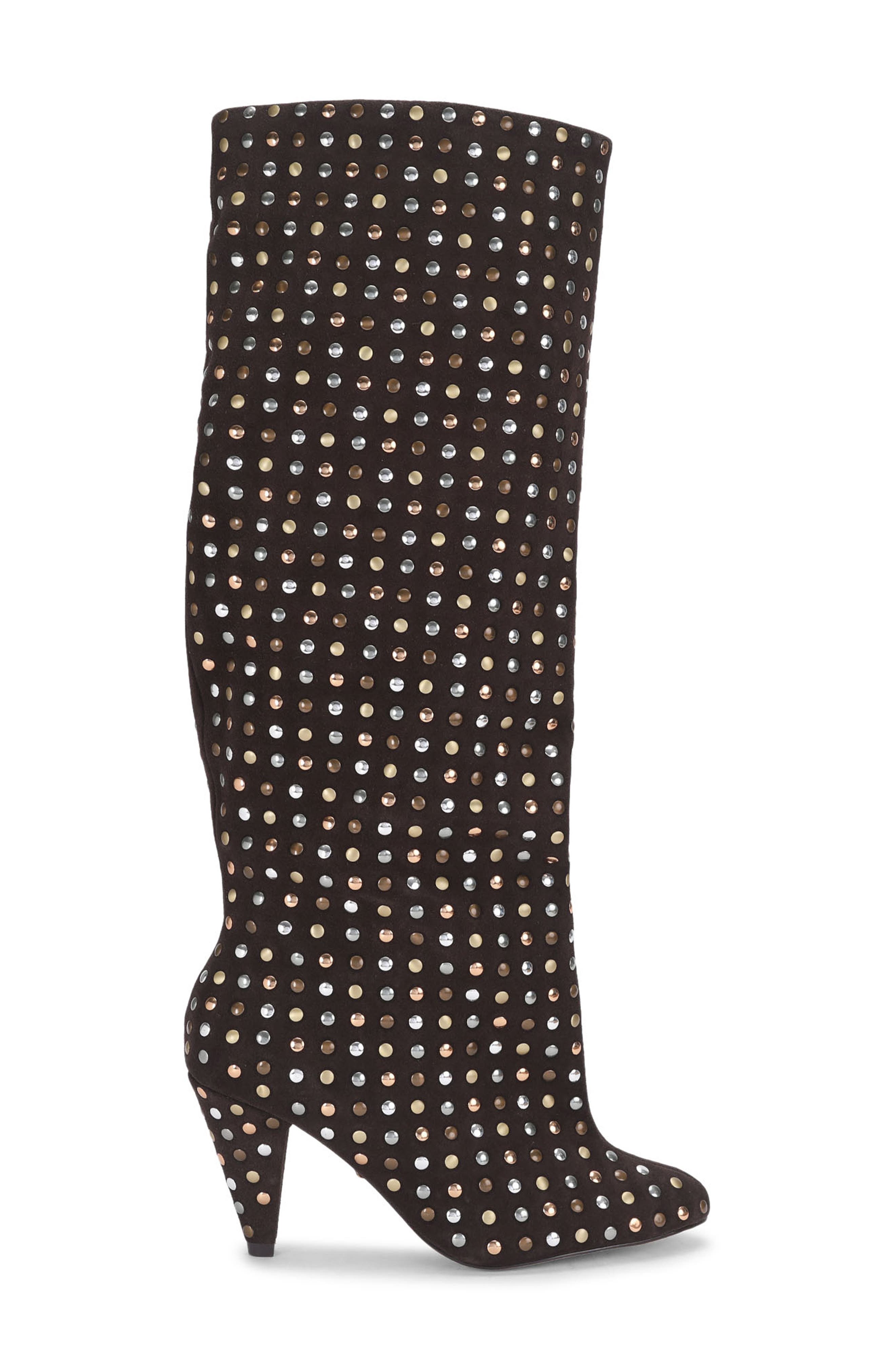Lambeth Studded Slouchy Leather Knee High Boot, Alternate, color, OPEN BROWN