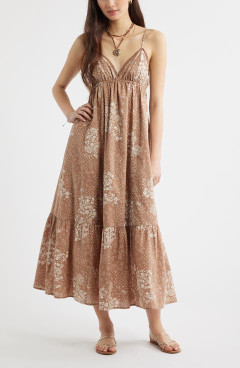 Ruffle Hem Cotton Maxi Dress