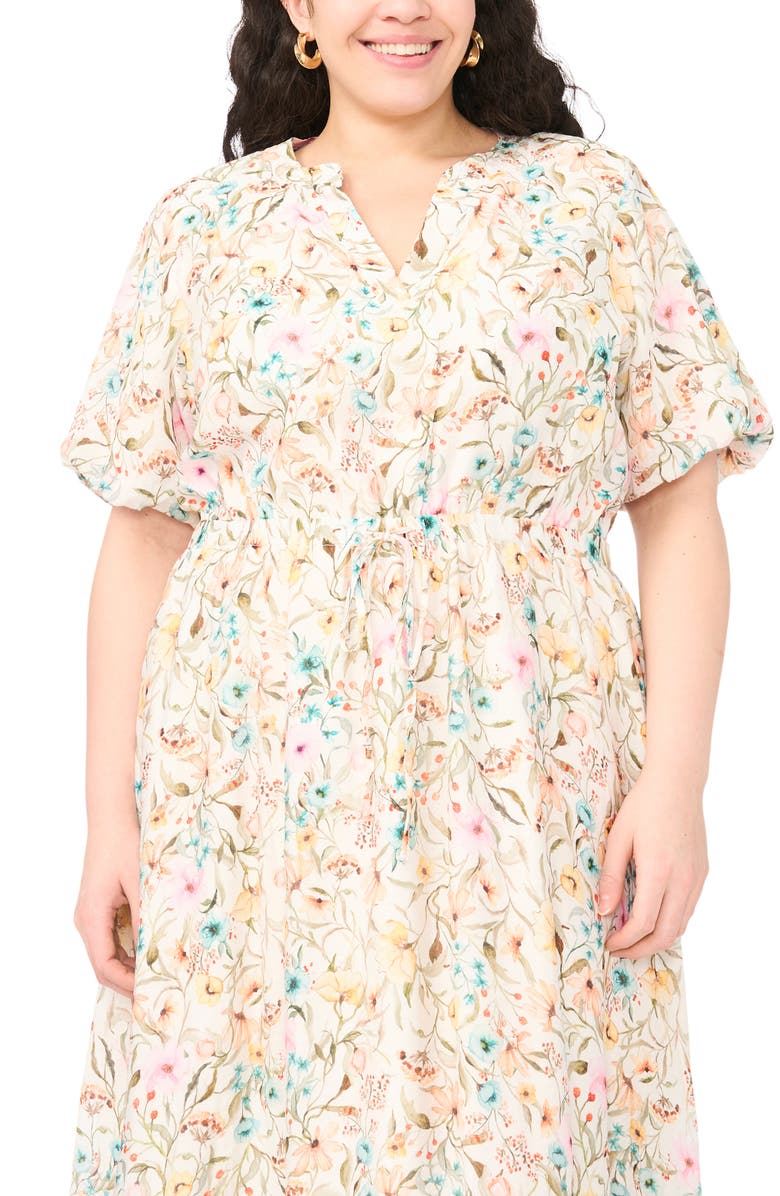 Vince Camuto Print Puff Sleeve Maxi Dress, Alternate, color, Antique White