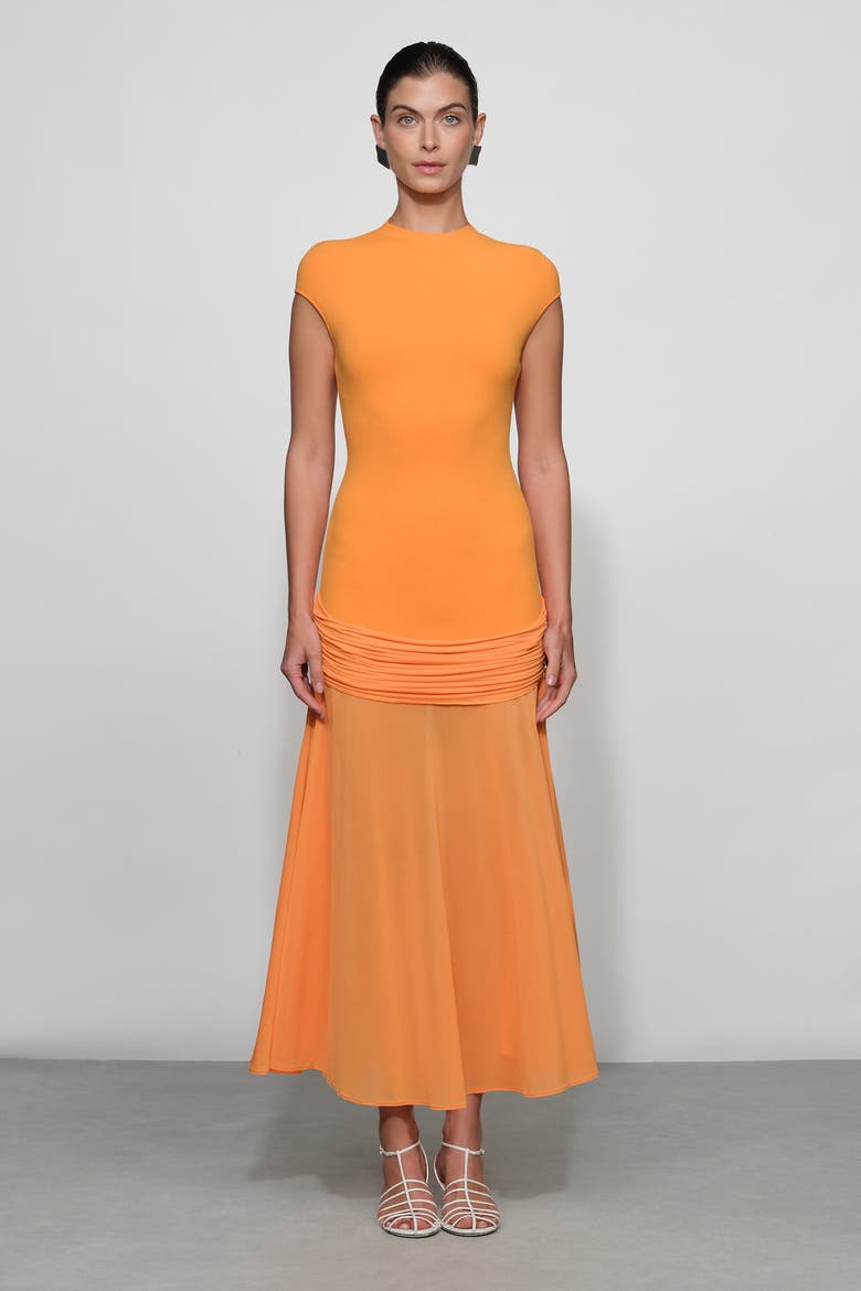 Nola Knit Combo Dress, Main, color, Tangerine