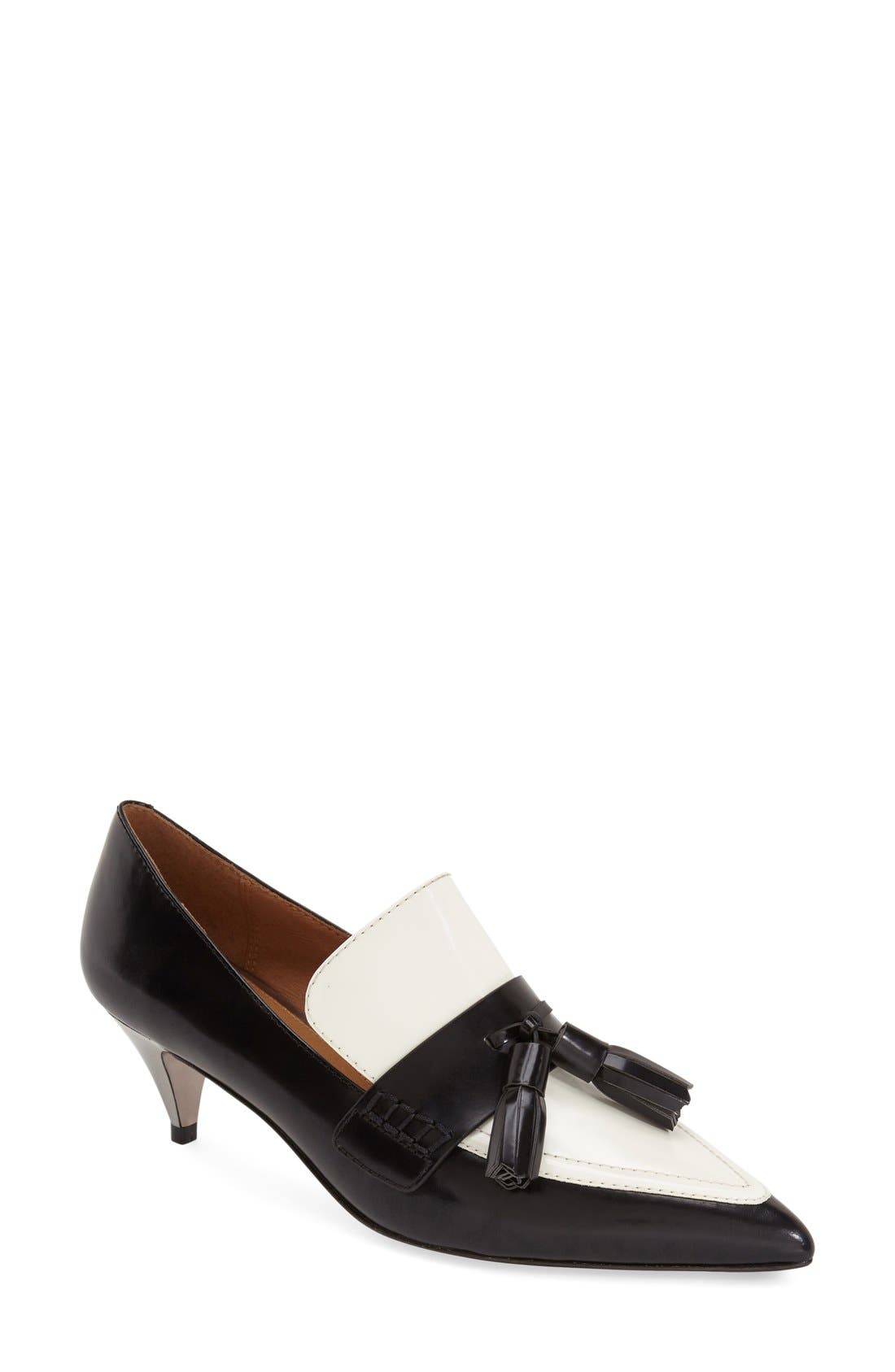 'Betty' Pointy Toe Loafer Pump, Main, color, BLACK/ BUTTERMILK