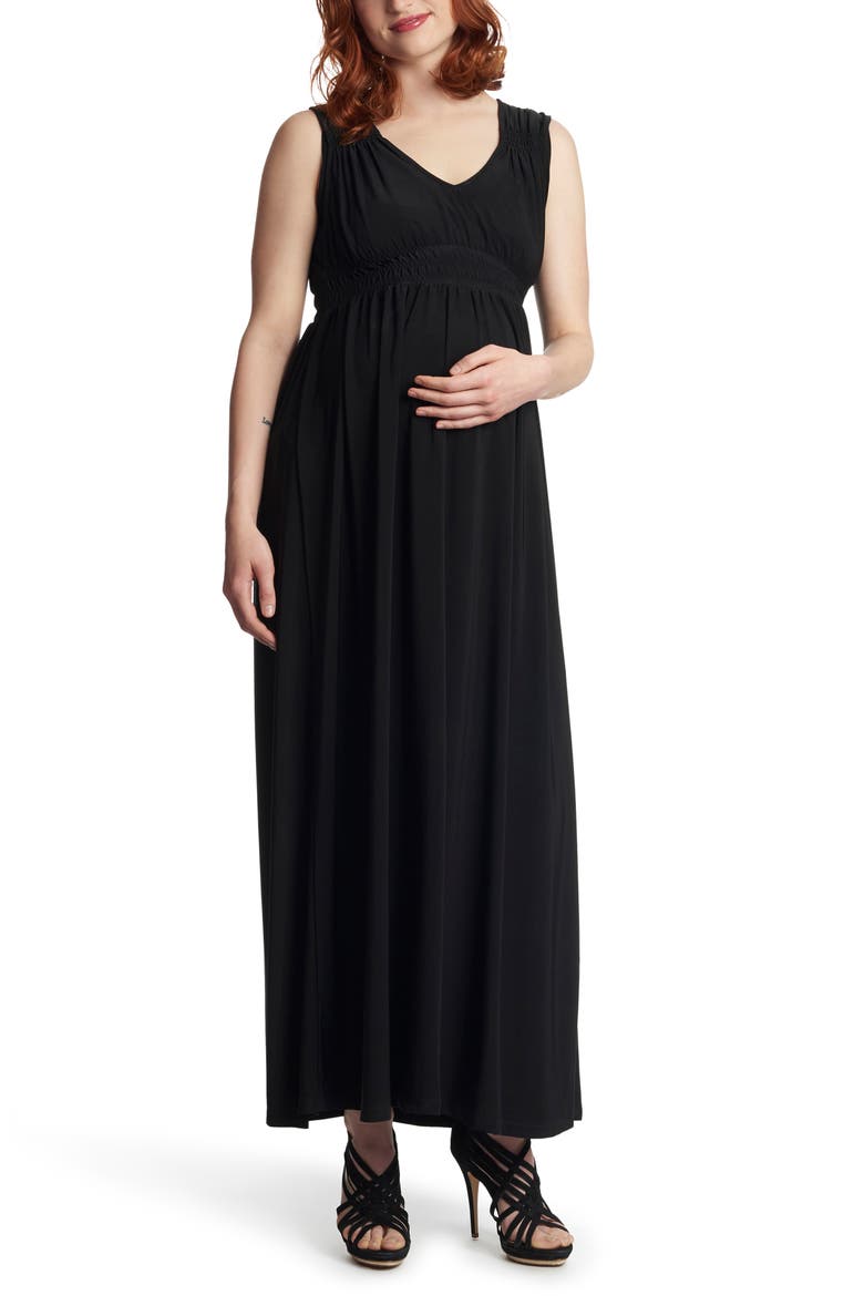 Valeria Maternity/Nursing Maxi Dress, Main, color, BLACK