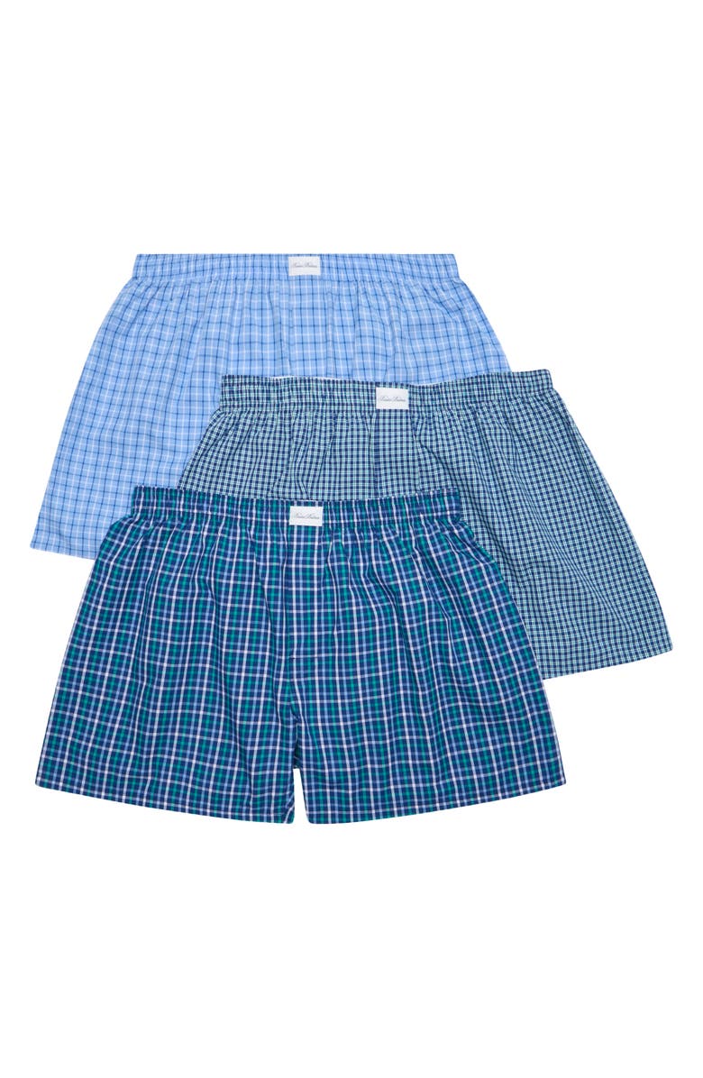 Brooks Brothers Assorted 3-Pack Cotton Boxers, Main, color, Blues