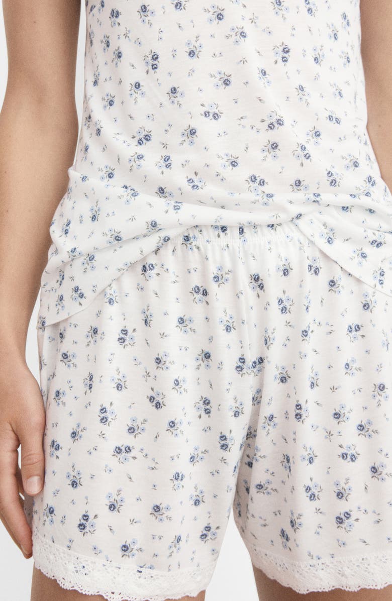 MANGO Floral Pajama Shorts, Alternate, color, White