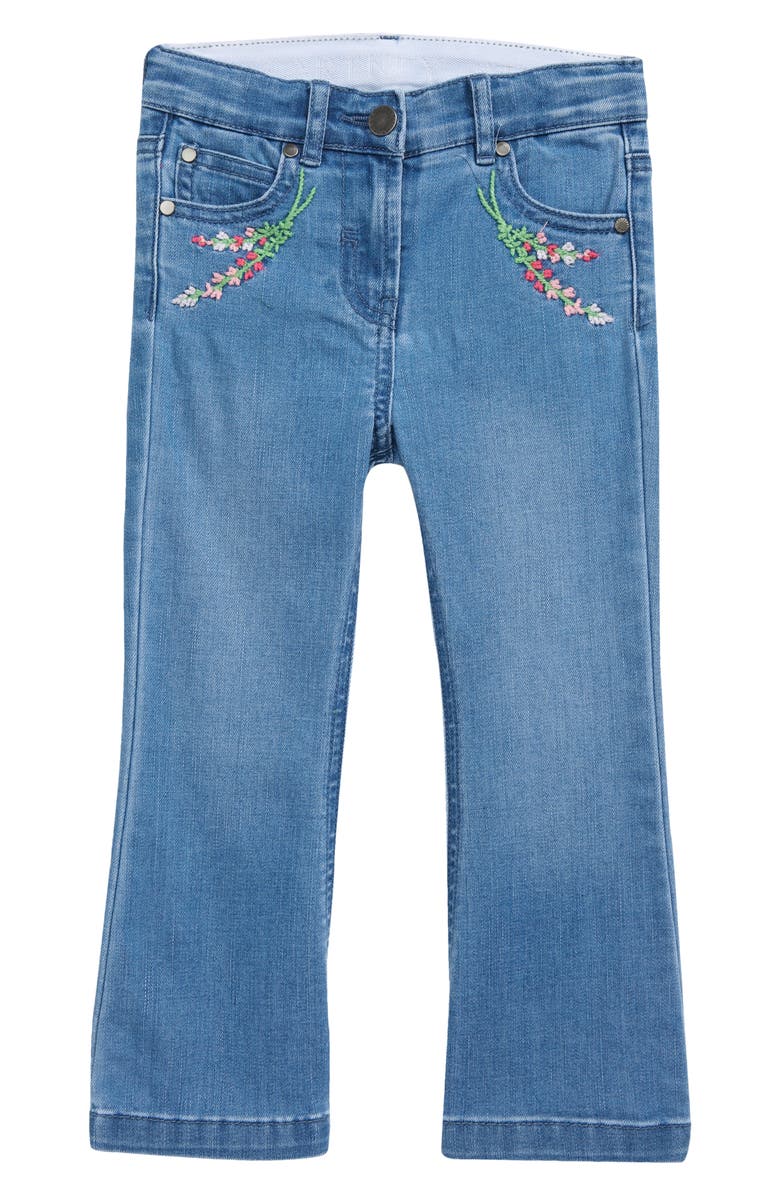 Stella McCartney Kids' Floral Embroidered Organic Cotton Blend Flare Jeans, Main, color, 