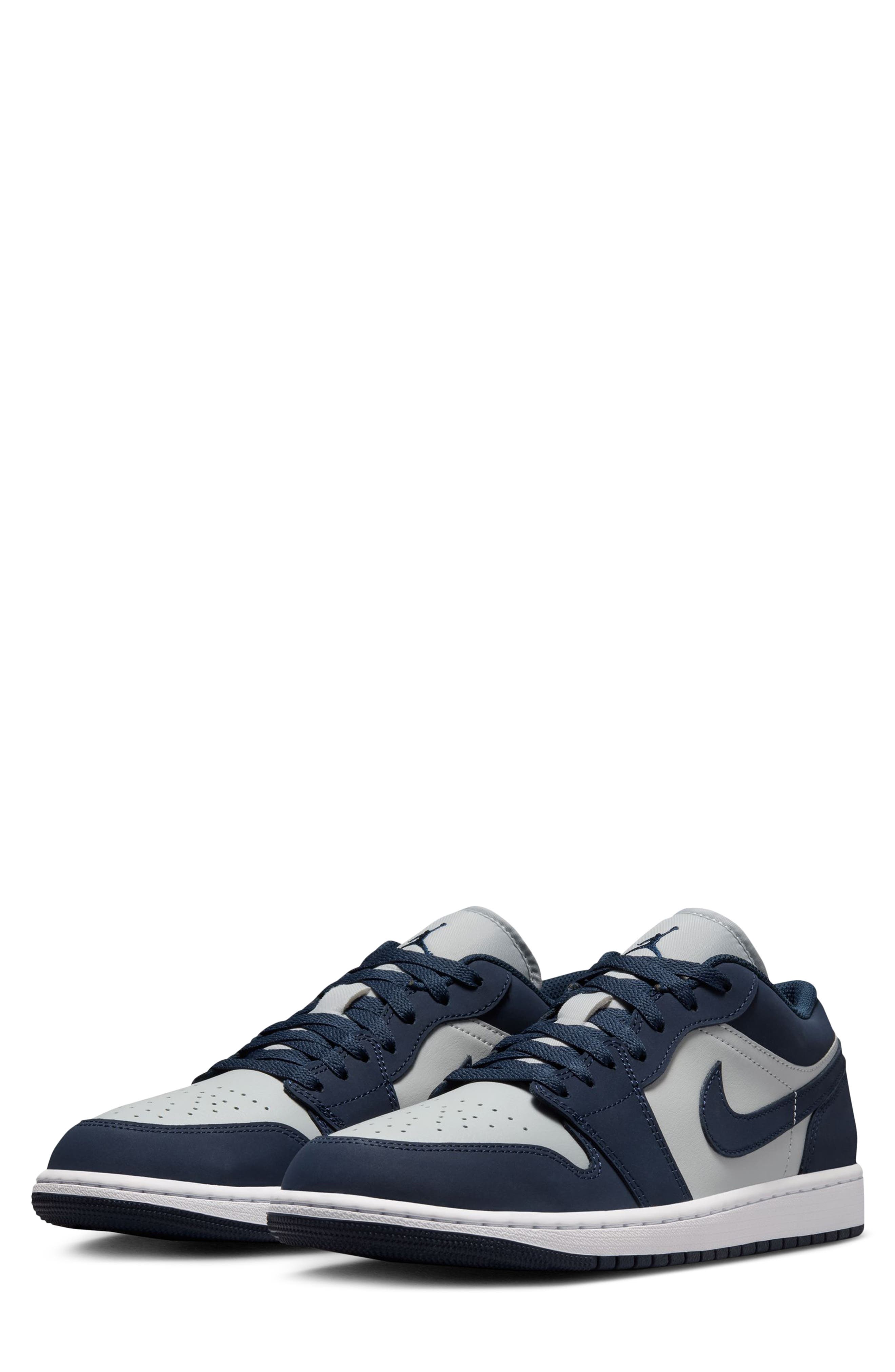 Air Jordan 1 Low Basketball Sneaker, Main, color, OBSIDIAN/ GREY FOG