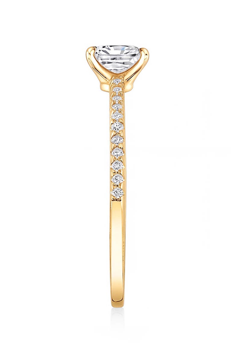 Princess Solitaire Pavé Ring, Alternate, color, 18 KT YELLOW GOLD CLEAR CZ