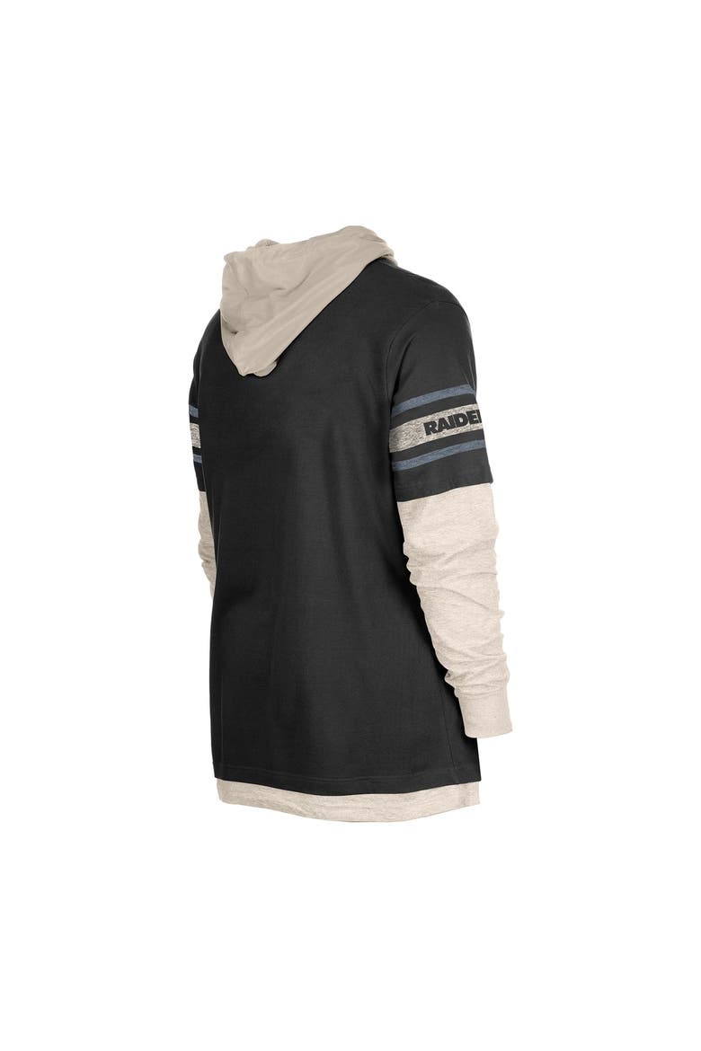 Men's New Era  Black Las Vegas Raiders Twofer Layered Long Sleeve Hoodie T-Shirt, Alternate, color, Black