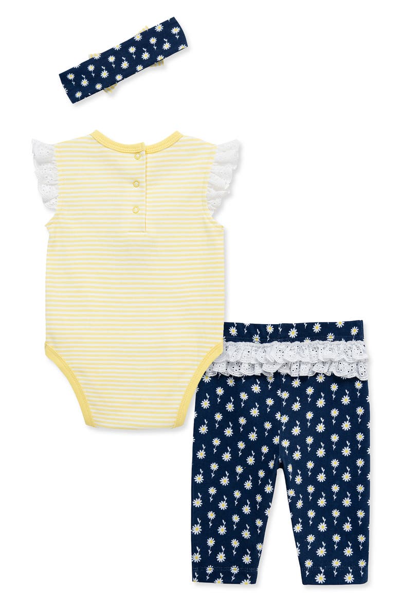 Daisy Bodysuit, Pants & Headband Set, Alternate, color, YELLOW MULTI