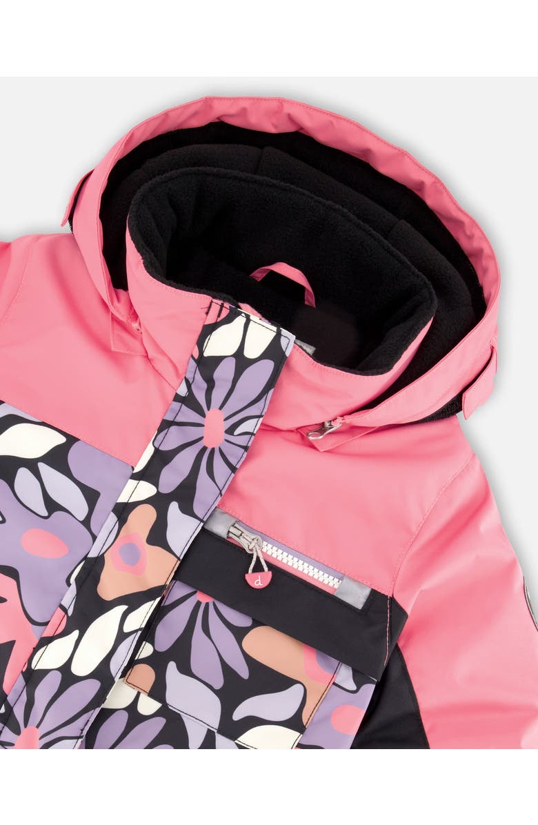 Deux par Deux One-Piece Play Snowsuit Retro Flower, Alternate, color, Black