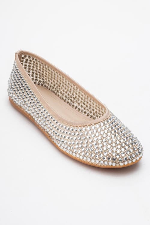Prologue Shoes Runway Mesh Embellished Ballet Flat In Metallic