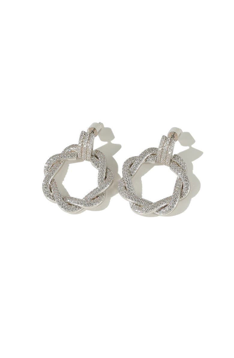 Classicharms Ysabel Pavé Eternity Twist Hoop Earrings, Main, color, Silver