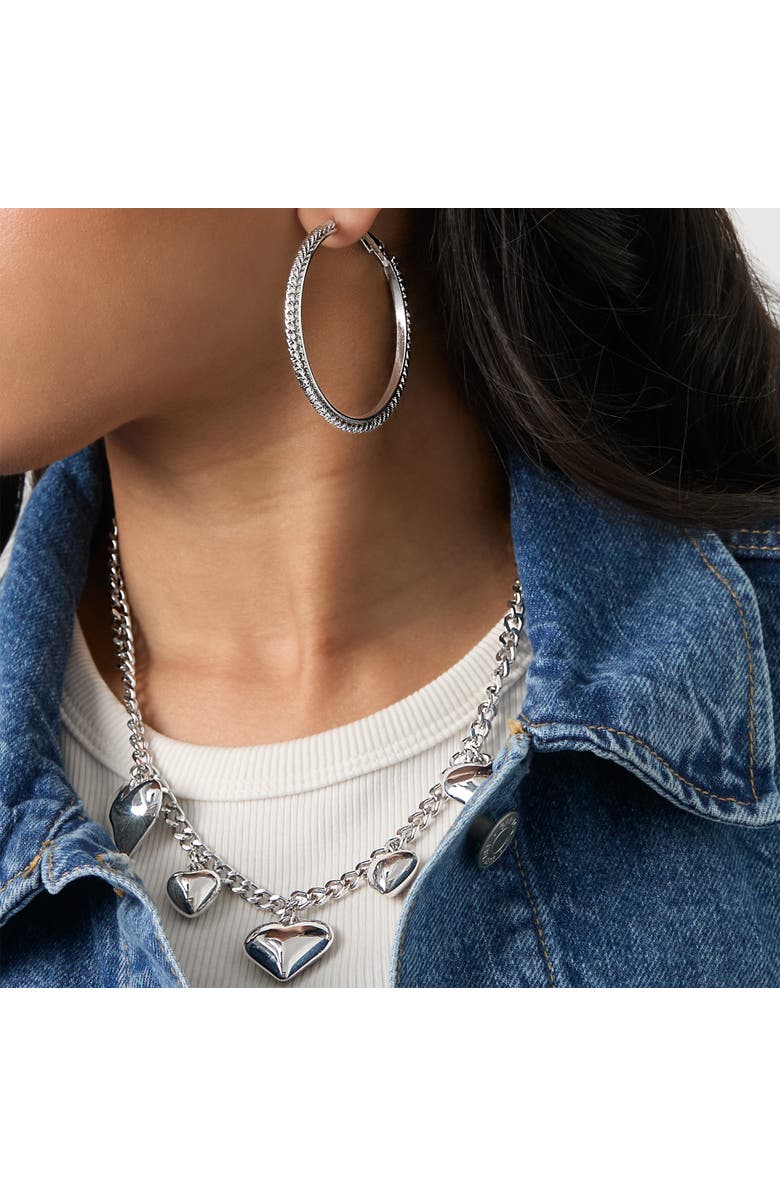 Jessica Simpson 3-Piece Textured Silver-Tone Hoop Earring Set, Alternate, color, Silver