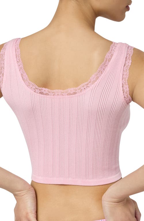 Florence By Mills Lace Trim Crop Tank In Candy Pink