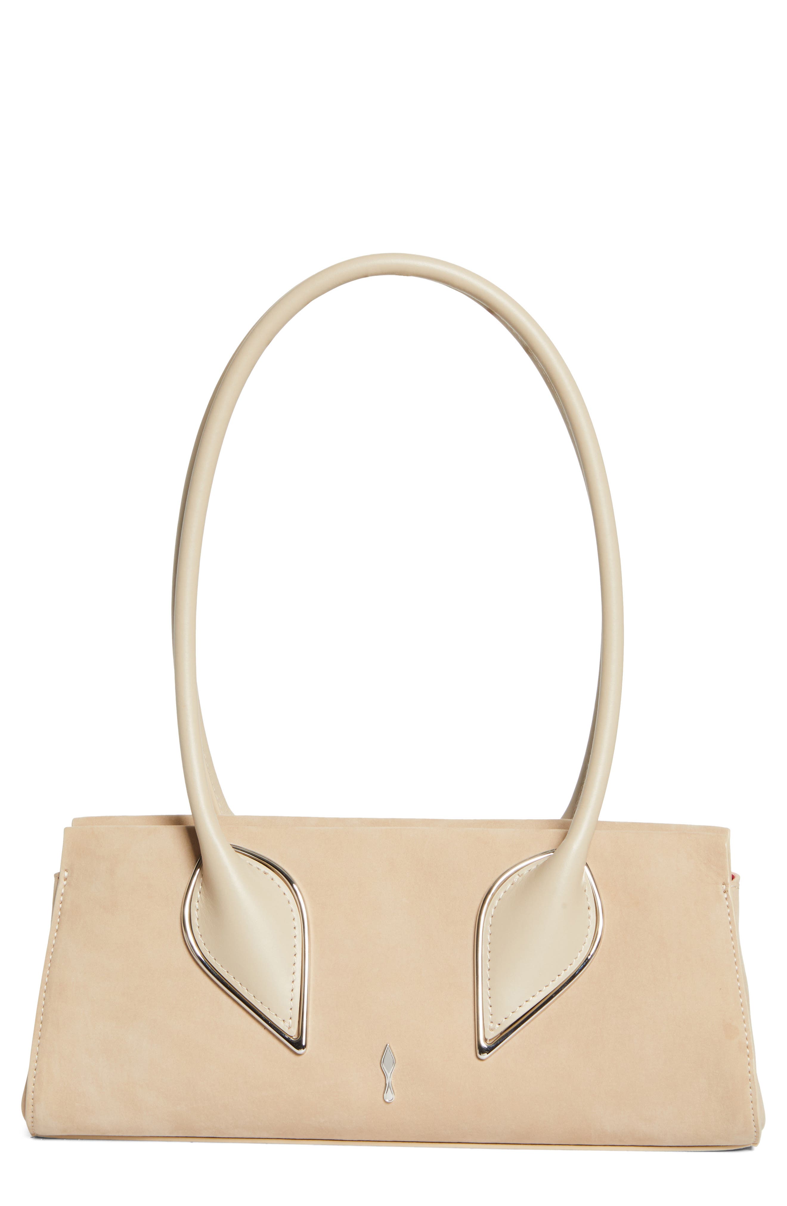 Christian Louboutin Medium Baguette Nubuck Leather Shoulder Bag, Main, color, F702 Saharienne